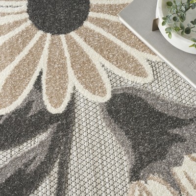 Aloha Daisy Beige 6' x 9' Synthetic Floral Outdoor Rug