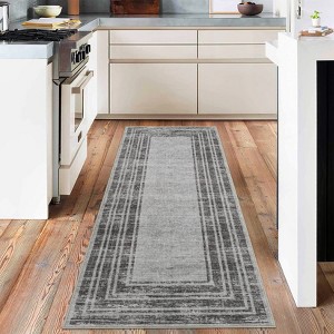 Modern Area Rugs Living Room Distressed Bordered Carpet Non-Slip Low Pile Accent Rug for Bedroom Kitchen - 1 of 4