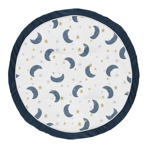 Sweet Jojo Designs Boy or Girl Gender Neutral Unisex Baby Tummy Time Playmat Bear and Moon Blue and Gold - 1 of 4