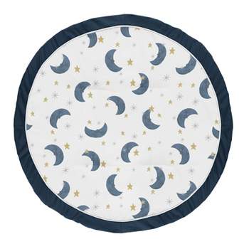 Sweet Jojo Designs Boy or Girl Gender Neutral Unisex Baby Tummy Time Playmat Bear and Moon Blue and Gold