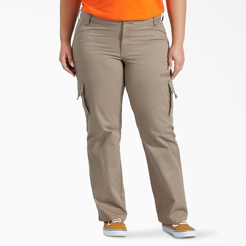 Dickies Women's Plus Relaxed Fit Cargo Pants, Rinsed Desert Sand (rds),  24wrg : Target
