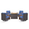 Buenhomino Outdoor Furniture with Fire Pit -Patio Table and Chairs Set of 4 Swivel Patio Chairs for Deck Porch Garden Poolside Backyard - 2 of 4