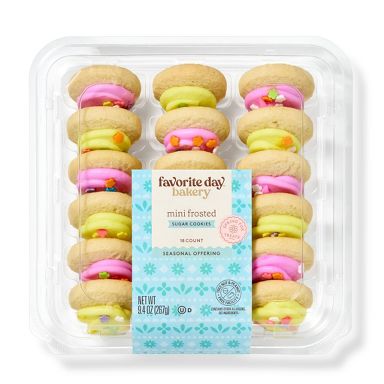 Spring Mini Pink & Yellow Frosted Sugar Cookies - 9.4oz/18ct - Favorite Day™