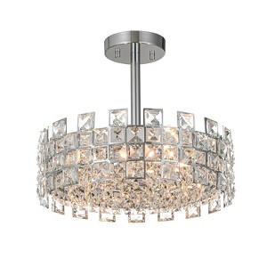 LLHZSY 15" Modern 4-Light Crystal Semi Flush Mount Ceiling Lights Fixture-Gold/Chrome - 1 of 4