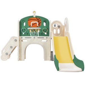 CuisinSmart Toddler Indoor Slide, Freestanding Kids Indoor Slide with Basketball Hoop for Aged 2-5 - 1 of 4