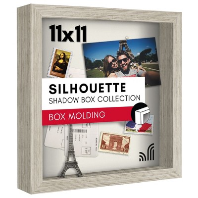 Americanflat 11x11 Shadow Box Frame in Drift wood with Soft Linen Back - Composite Wood with Polished Glass for Wall and Tabletop