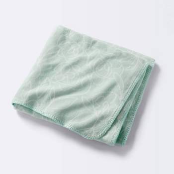 Plush Baby Blanket - Green Line Floral - Cloud Island™