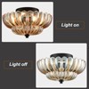 Claxy 3-light Modern Black Metal with Scalloped Amber Glass Shade Semi Flush Mount Ceiling Light for Hallway - 4 of 4
