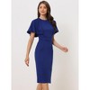 Allegra K Women's Crewneck Short Flutter Sleeves Midi Cocktail Sheath Dress - 4 of 4