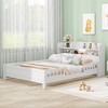 CAVINAS Twin Size Bed Frame, Wood Platform Bed with Built-in LED Light, Storage Headboard and Guardrail - 2 of 4