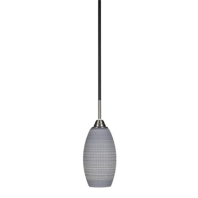Toltec Lighting Paramount 1 - Light Pendant in  Matte Black/Brushed Nickel with 5.5" Gray Matrix Shade