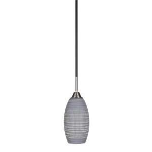 Toltec Lighting Paramount 1 - Light Pendant in  Matte Black/Brushed Nickel with 5.5" Gray Matrix Shade - 1 of 1