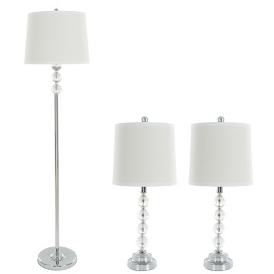 Hastings Home Table and Floor Lamp Set - 3-pc, Cream