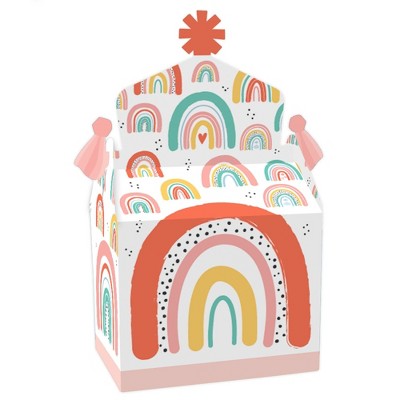 Big Dot of Happiness Hello Rainbow - Treat Box Party Favors - Boho Baby Shower and Birthday Party Goodie Gable Boxes - Set of 12
