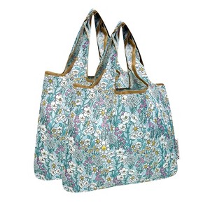 Wrapables Medium Foldable Tote Nylon Reusable Grocery Bags, Set of 2 - 1 of 4