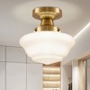 DORESshop 9 in.Farmhouse Schoolhouse Ceiling Light, Brass Finish with White Frosted Glass Shade for Bedroom, Kitchen, Hallway - 2 of 4