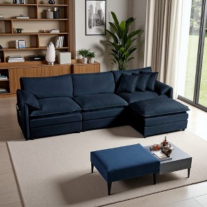 109.45" Chenille L-Shaped Modular Cloud Sectional Sofa, 4-Piece Set - 1 of 4
