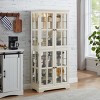 Tall Antique Lighted Glass Display Cabinet with Adjustable Shelves,Vintage Curio Showcase for Collectibles Storage-Baofuwish - 3 of 4