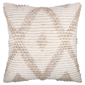20" White and Natural Diamond Throw Pillow - 1 of 4