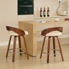 VYNXARIA Set of 2 Bar Stools , Swivel Bar Height Stools with Low Back, Wood Bar Chairs with Soft Cushion Seat, 25-Inch Seat Height ,Beige - 3 of 4