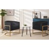 Upholstered Velvet Accent Chair with Gold Metal Bracket, Medieval-Inspired Lounge Chair with Curved Backrest for Living Room, Office - 3 of 4