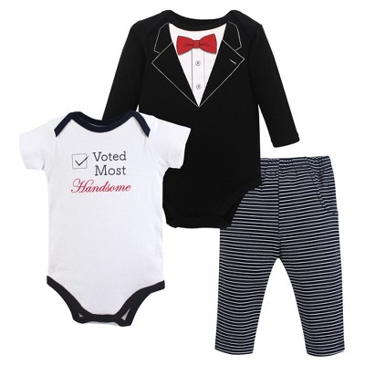 Little Treasure Baby Boy Cotton Bodysuit and Pant Set, Tuxedo