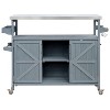 Isabel Outdoor Kitchen Island with Storage Cabinet, Solid Wood Patio Bar Cart with Stainless Steel Table Top, Outdoor Furniture - The Pop Home - 2 of 4