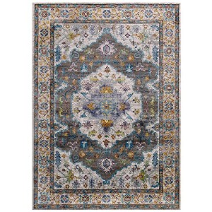 Modway Success Anisah Distressed Floral Vintage Medallion 8x10 Area Rug - 1 of 4