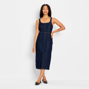 Women's 90's Denim Midi A-Line Dress - Future Collective Dark Wash - 1 of 3