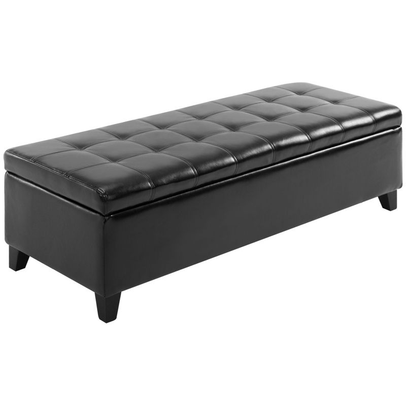 HOMCOM Large 51" Tufted Faux Leather Ottoman Storage Bench for Living Room, Entryway, or Bedroom, 1 of 9