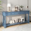 PAGED Mediterranean Style Extra-Long Console Table, 63" Entryway Table with Drawers and Shelf, Entryway Sofa Table with Solid Wood Legs - 2 of 4