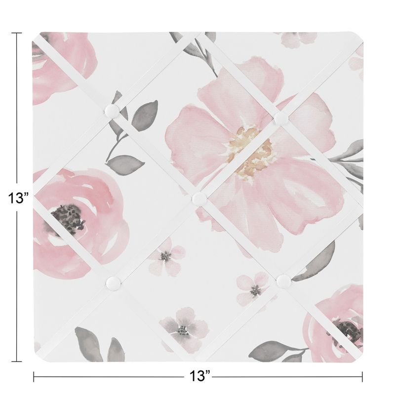 Sweet Jojo Designs Girl Fabric Photo Memo Board Watercolor Floral Pink and Grey, 4 of 5