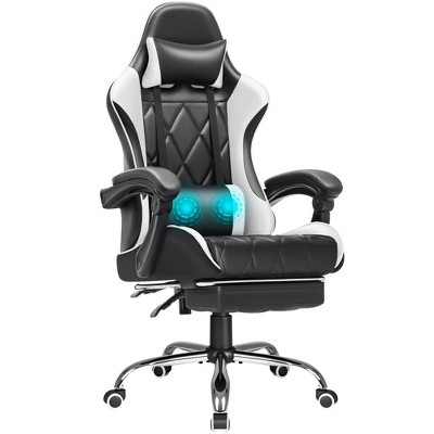 LACOO 2024 Upgraded Faux Leather Massage Gaming Chair with Footrest