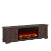 78" Farmhouse TV Stand for TVs up to 80" with Electric Fireplace Brown - Festivo: Media Console, MDF Storage - 2 of 4