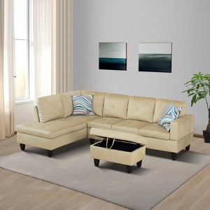 AndMakers 28.5 in. W Flannel Polyester Blend Rectangle Ottoman with Storage - 1 of 4