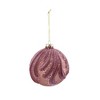 TopComfy Decorative Object Glass Christmas Ball Ornaments Glitter Flocking Set for Holiday Decor, Purple, 3.9"*3.9"*3.9" - 4 of 4