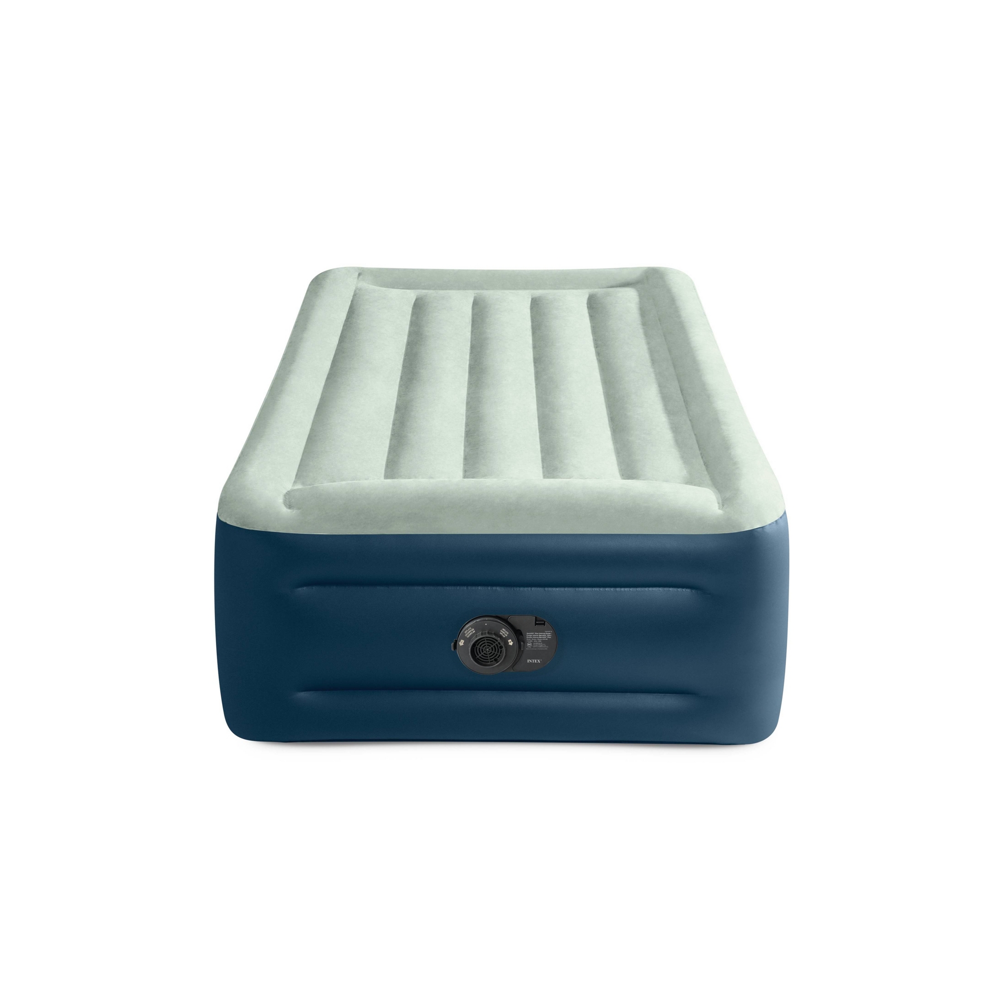 Intex Elevated 18" Pillow Rest Twin Air Mattress with Internal Pump - Off-White/Blue: Includes Storage Bag, Repair Patch, Electric Pump
