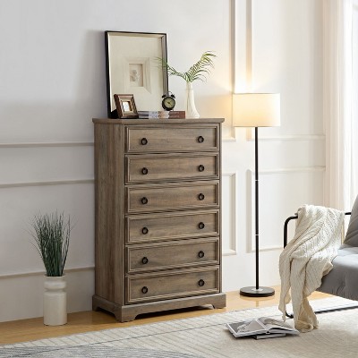 Arina 6 Drawer Dresser, Tall Chest for Clothes, Storage Cabinet for Bedroom and Living Room, Indoor Furniture - The Pop Home