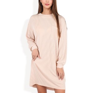 Anna-Kaci Women's Long Sleeve Waffle Knit Oversized Tunic Dress with Front Pocket - 1 of 4