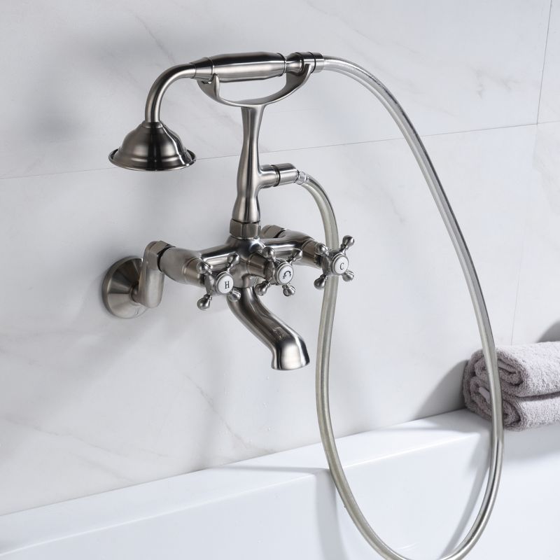 Sumerain Clawfoot Tub Faucet Brushed Nickel, Bathtub Faucet with Shower,3 to 9" Adjustable Centerset, 6 of 19
