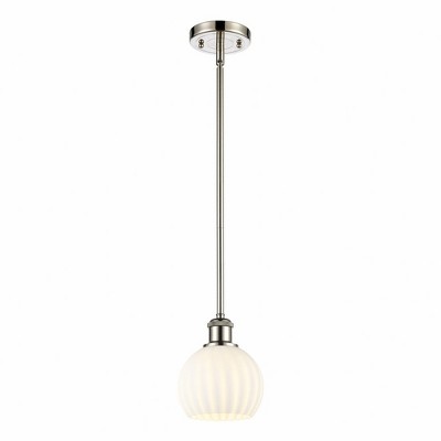 White Venetian - 1 Light Stem Hung Mini Pendant In Modern Style-8 Inches Tall and 6 Inches Wide