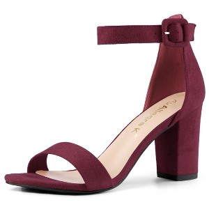 Allegra K Women's Back to College Open Toe Ankle Strap Chunky Heel Sandals - 1 of 4