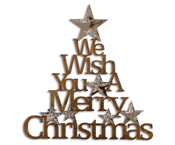 Letter2Word Hand Painted Merry Christmas 3D Wall Sculpture - Gold
