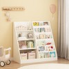 Trapezoid Kids Bookshelf with MDF Frame Anti-Tip Kit for Playroom or Bedroom-3irtyhousy - 3 of 4
