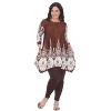 Women's Plus Size 3/4 Sleeve Printed Dulce Tunic Top - White Mark - 2 of 4