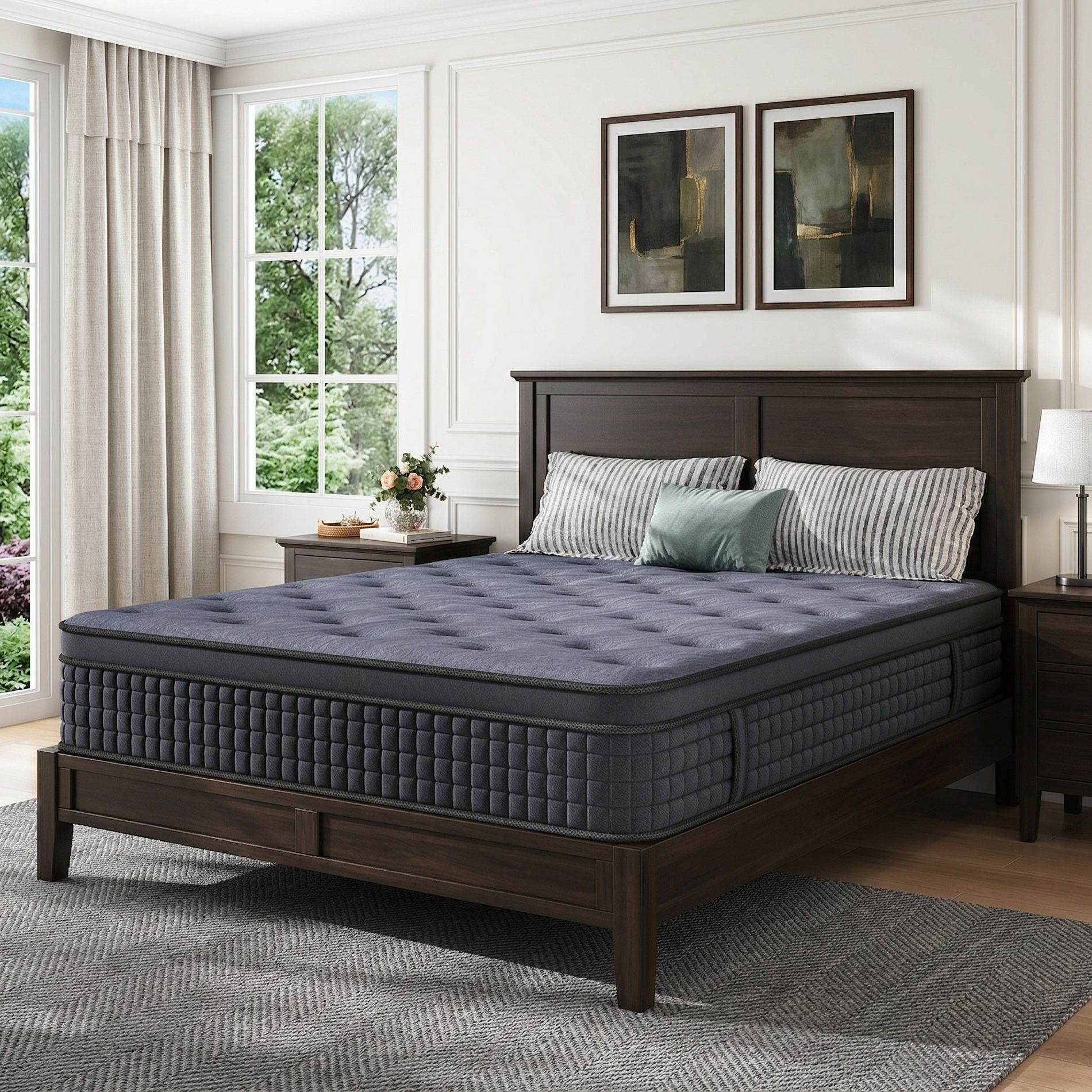Sailvan Mattress 10 Inch, Medium Firm Mattress in a Box, Hybrid Spring Gel Memory Foam Mattress, CertiPUR-US Certification