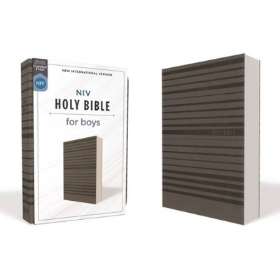 Niv, Holy Bible for Boys, Soft Touch Edition, Leathersoft, Gray, Comfort Print - by  Zondervan (Leather Bound)