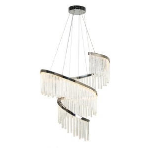 LNC Uranutican 1-Lights 31.5"  Luxury and Glam Empire Glass Integrated LED Chandelier, Silver - 1 of 4