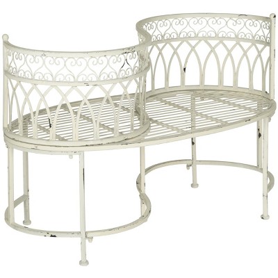 Antique White Victorian Heart-Shaped Kissing Bench