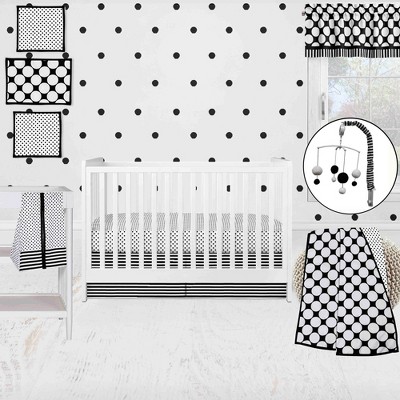 Bacati - Dots Stripes Black/White 10 pc Crib Bedding Set with 2 Crib Fitted Sheets